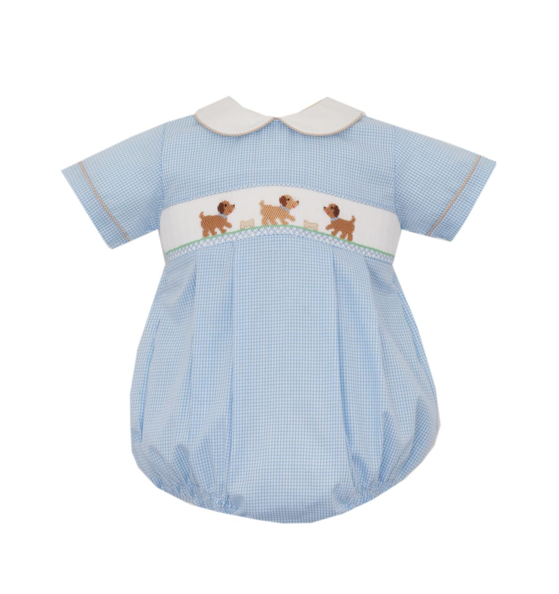 Puppies Boy's - Light Blue Check Bubble S/S 123BB