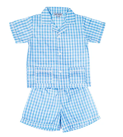 Blue Gingham Short Pajamas