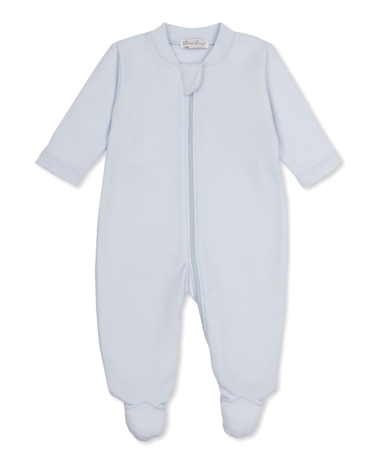 Jacquard Footie w/ Zip Light Blue