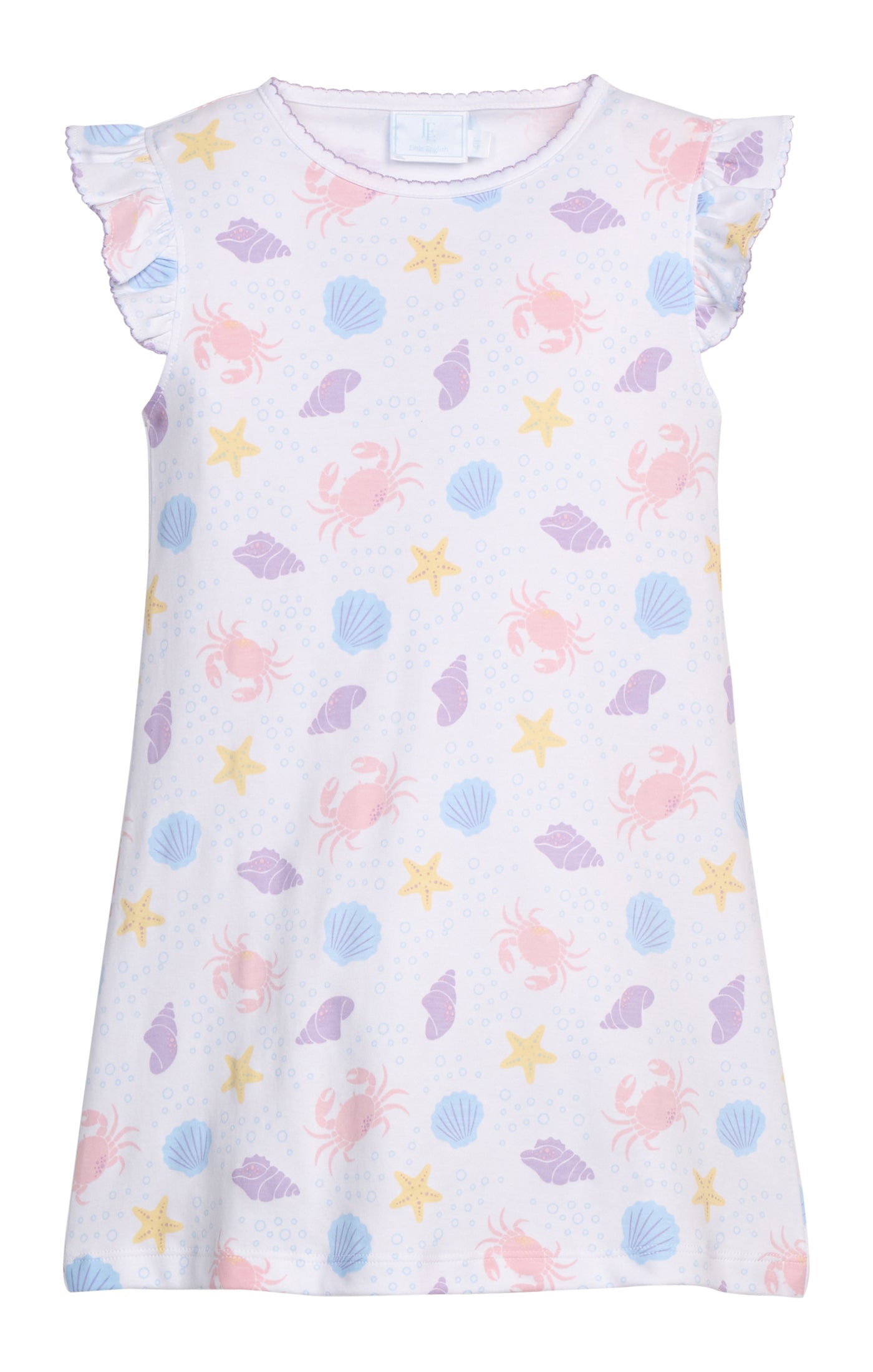 Printed Angel Sleeve Dress - Sea Shells