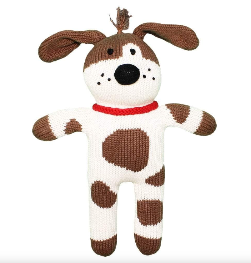 Knit Dog Spot 7" Toy Rattle