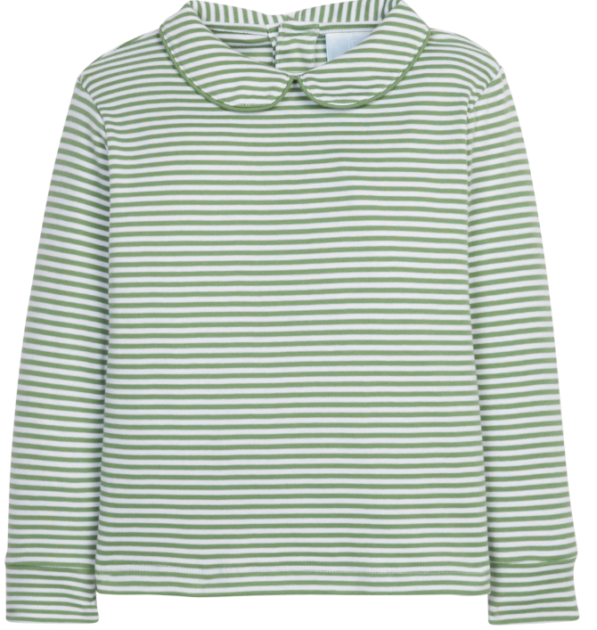 Peter Pan Shirt - Striped Watercress