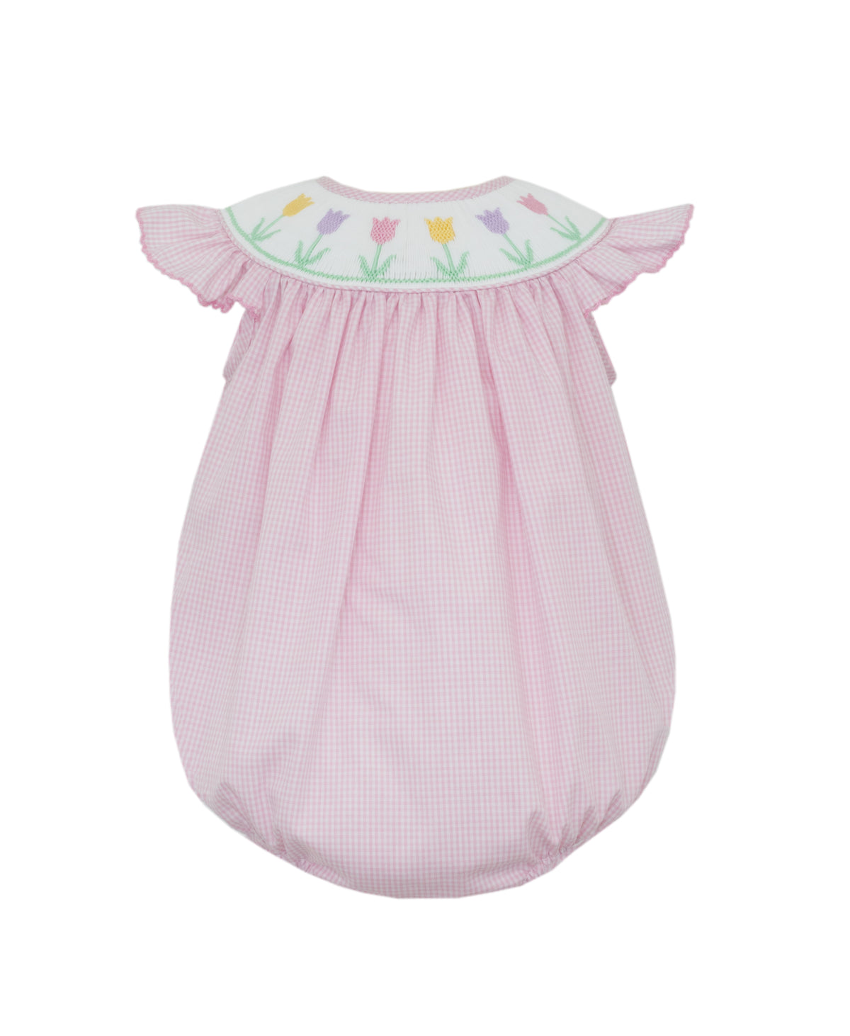 Spring Tulips Pink Gingham Angel Wing Bishop Bubble with Insert