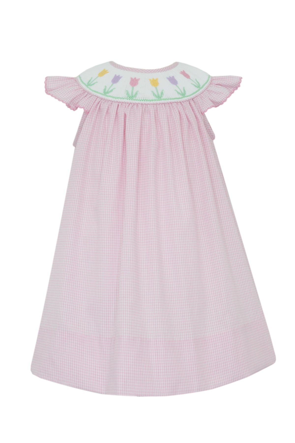 Spring Tulips Pink Gingham Angel Wing Bishop with Insert