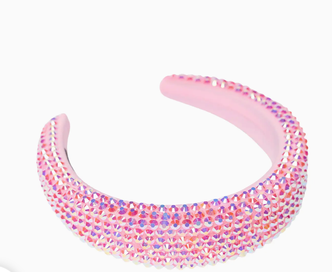 Puff Colored Rhinestone Headband - light pink