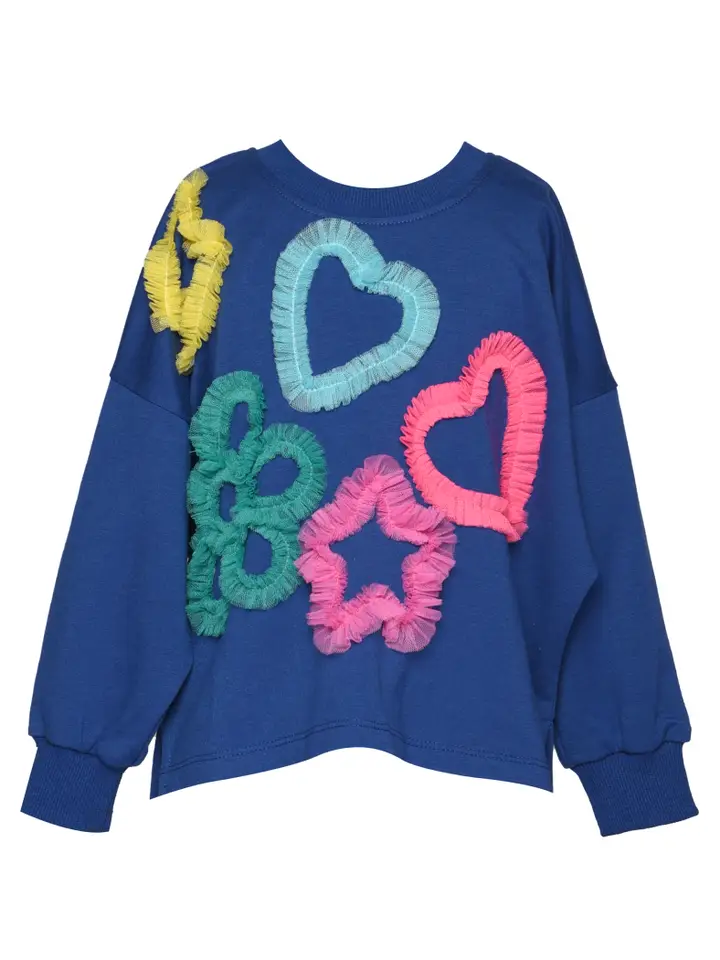 L/S Top w/ Mesh Heart, Star, Flower - Tween