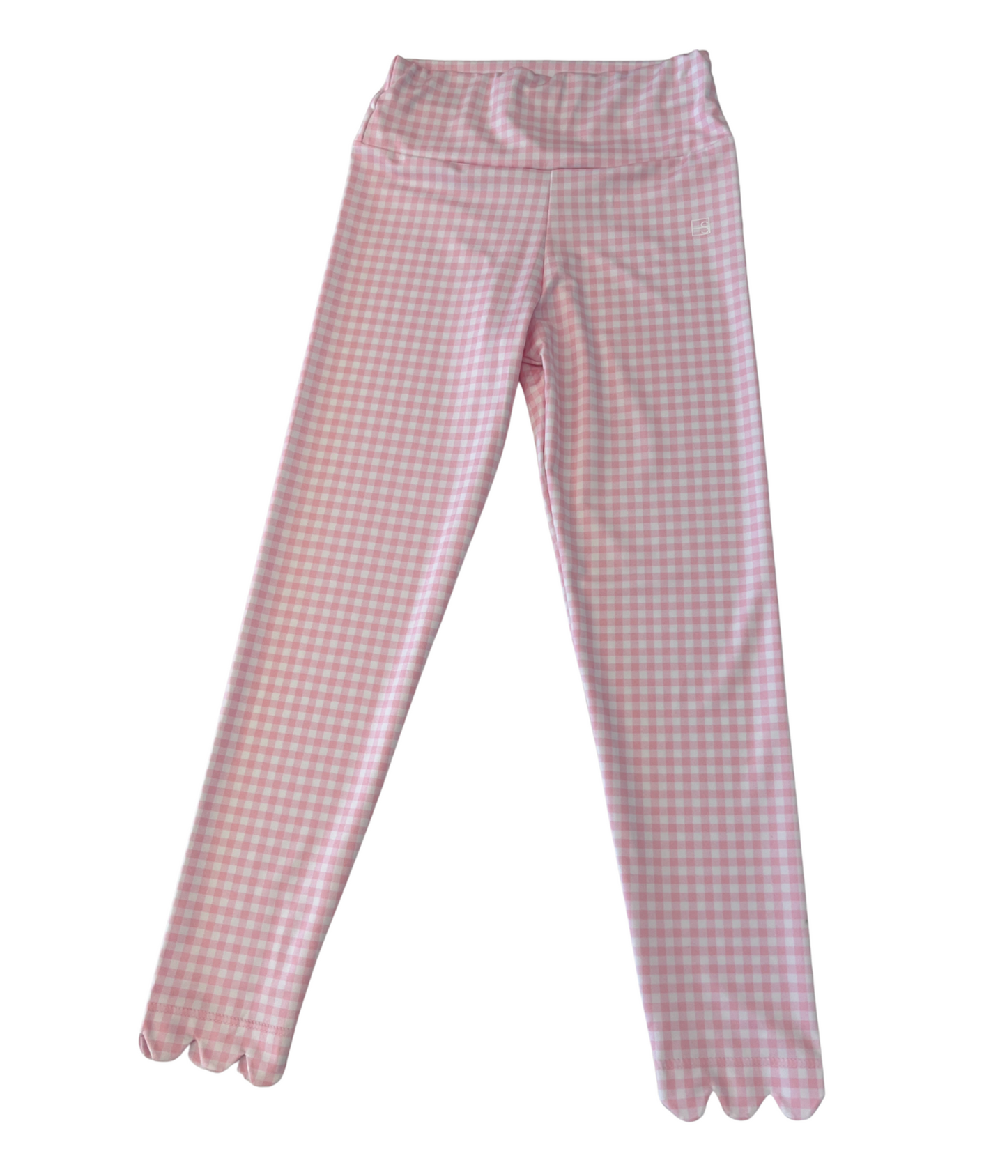 Sadie Scallop Legging - Cotton Candy Pink Check