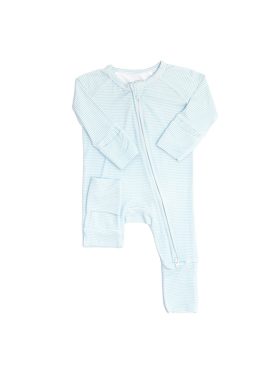Mini Stripe Sleep Romper Cool Blue