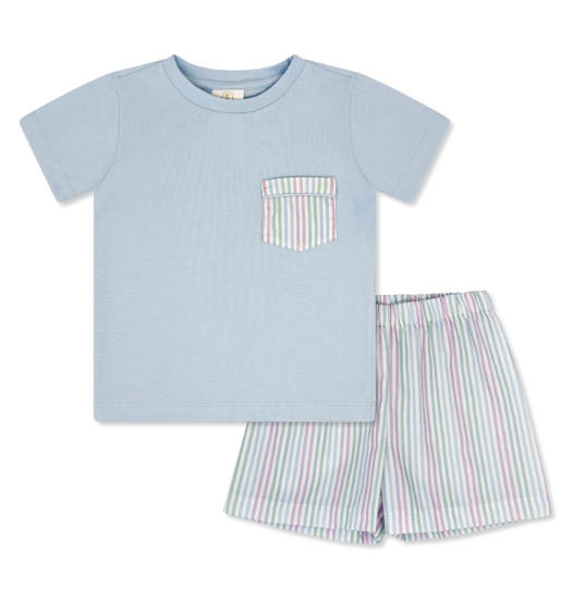 CHARLIE SHORT SET BLUFFTON BLUE PINSTRIPE