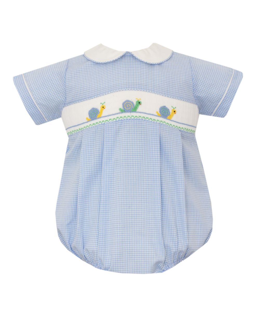 SNAIL - Lt. Blue Gingham Boy's Bubble