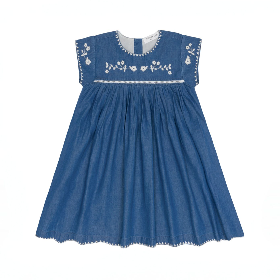 Girl's Chambray Dress w/Decorative Embroidery TWEEN