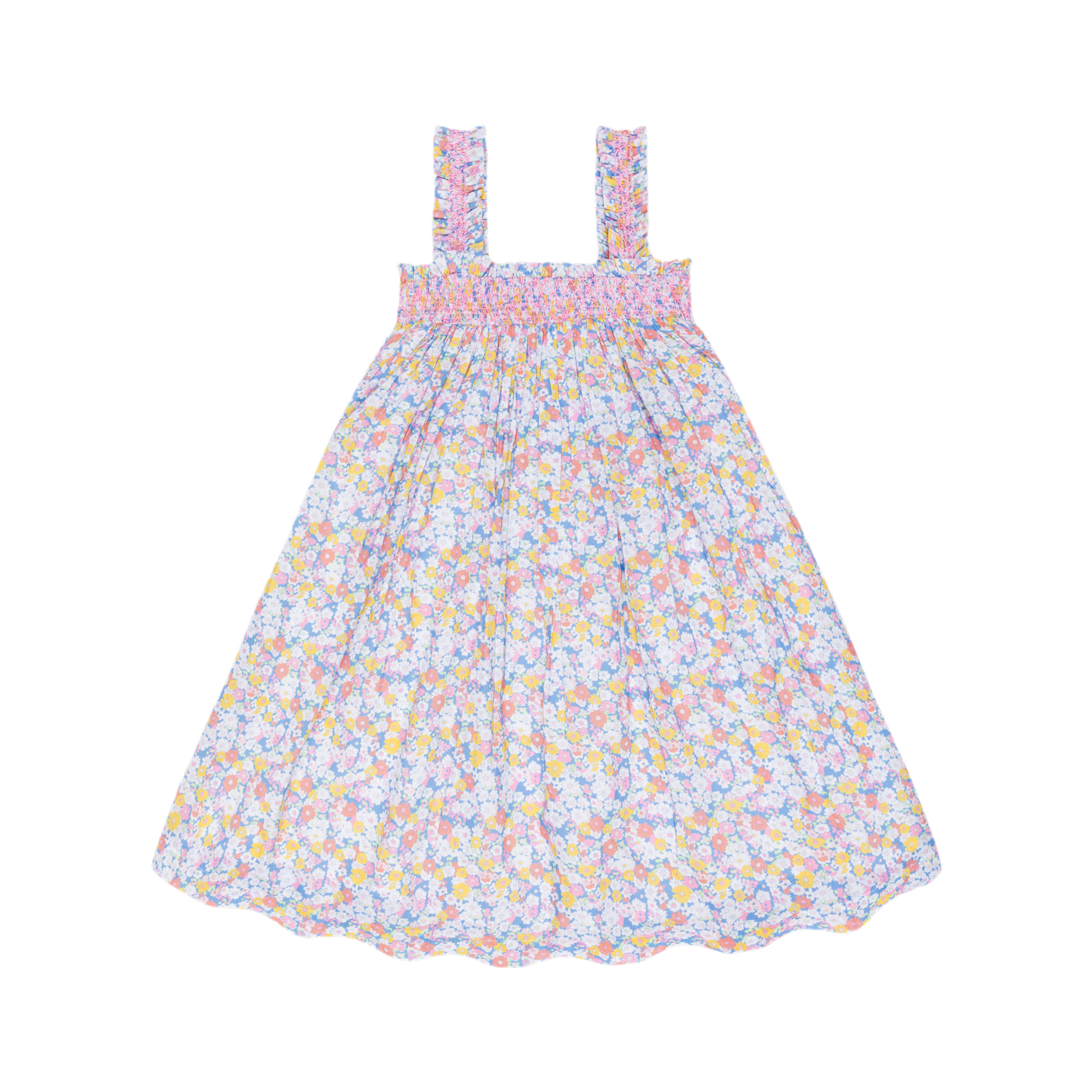 Girls Jasmine Blossom Smocked Ruffle Strap Dress TWEEN