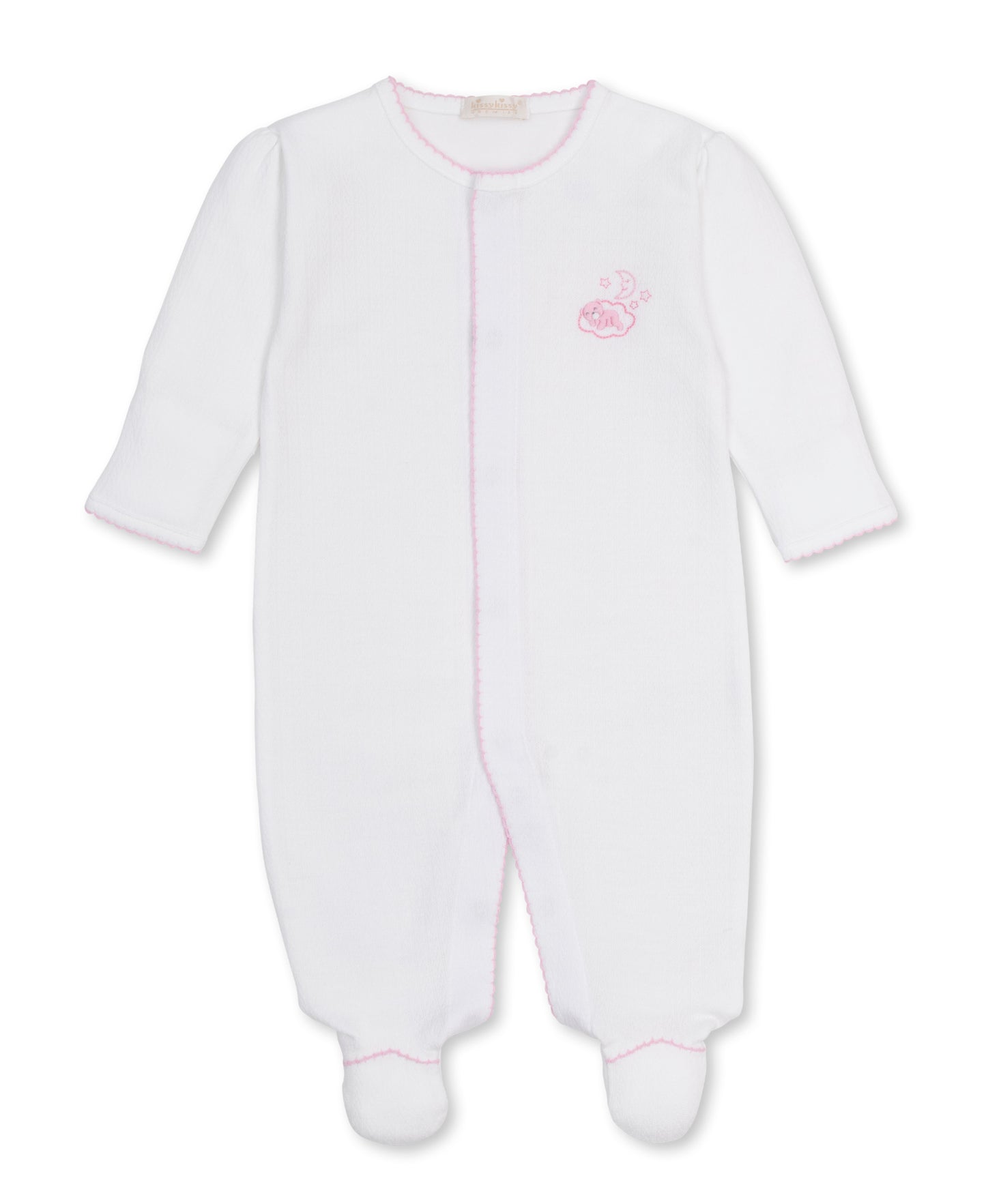 Footie w/Hand Embroidery - Pink Premier Goodnight Bears