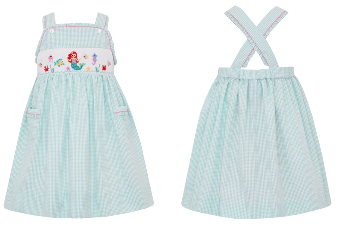 Aqua Seersucker Gingham Sundress