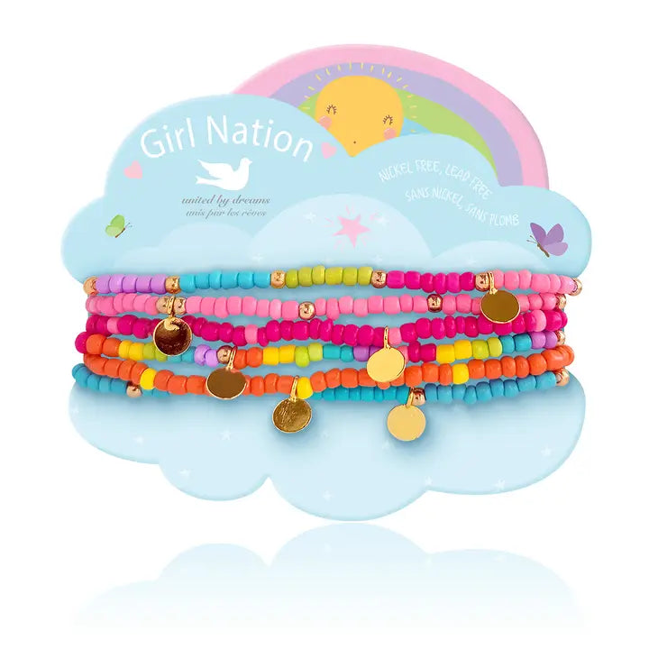 Rainbow Mini Seed Bead Bracelet Stack - Tween
