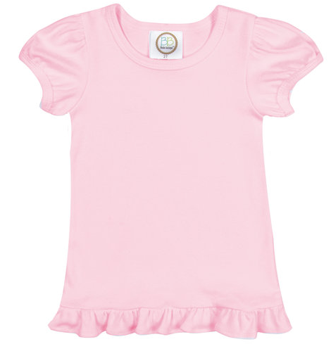 Girl Plain Short Sleeve T-Shirt puff Sleeve Pink