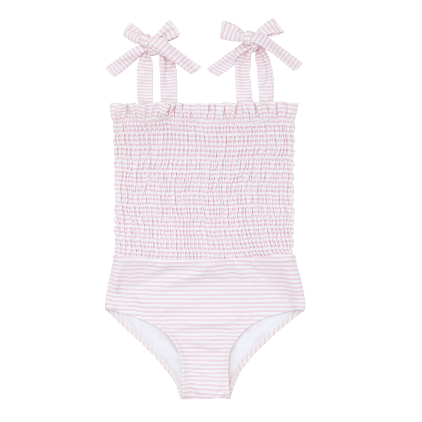 Girls Pink Stripe Smocked One Piece