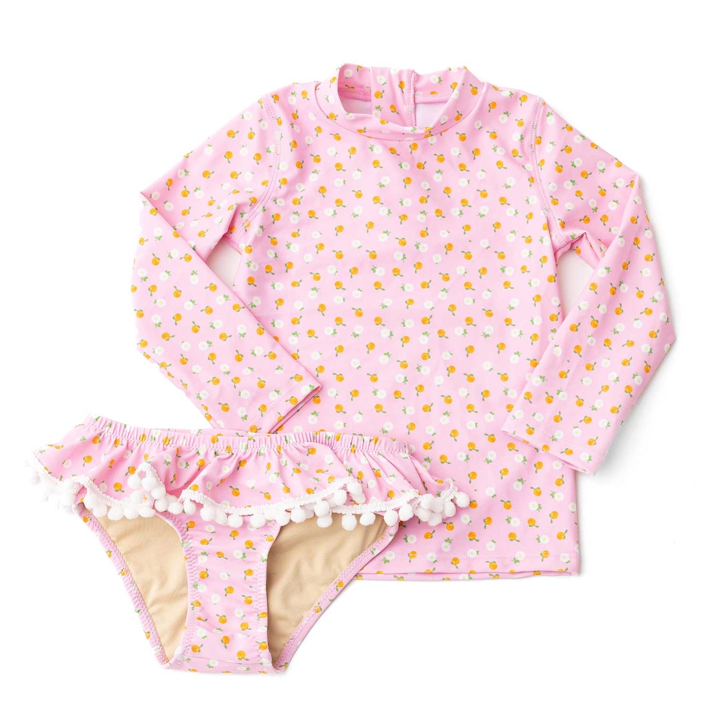 Orange Blossoms Floral Rashguard Swim Set