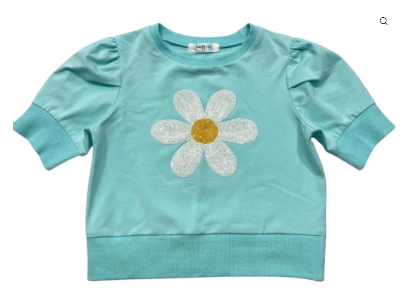 DAISY SEQUIN PUFF SLEEVE TOP