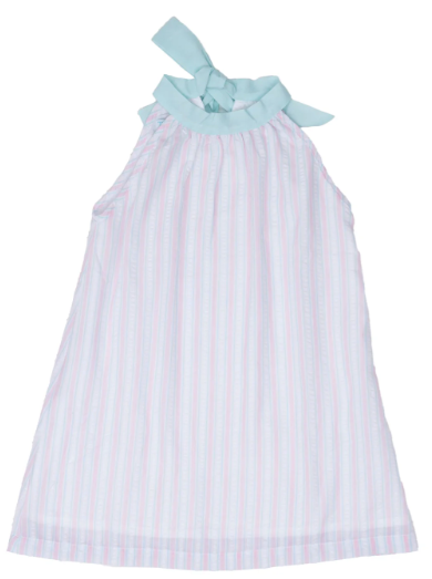 Jewel Pink & Aqua Stripe Dress
