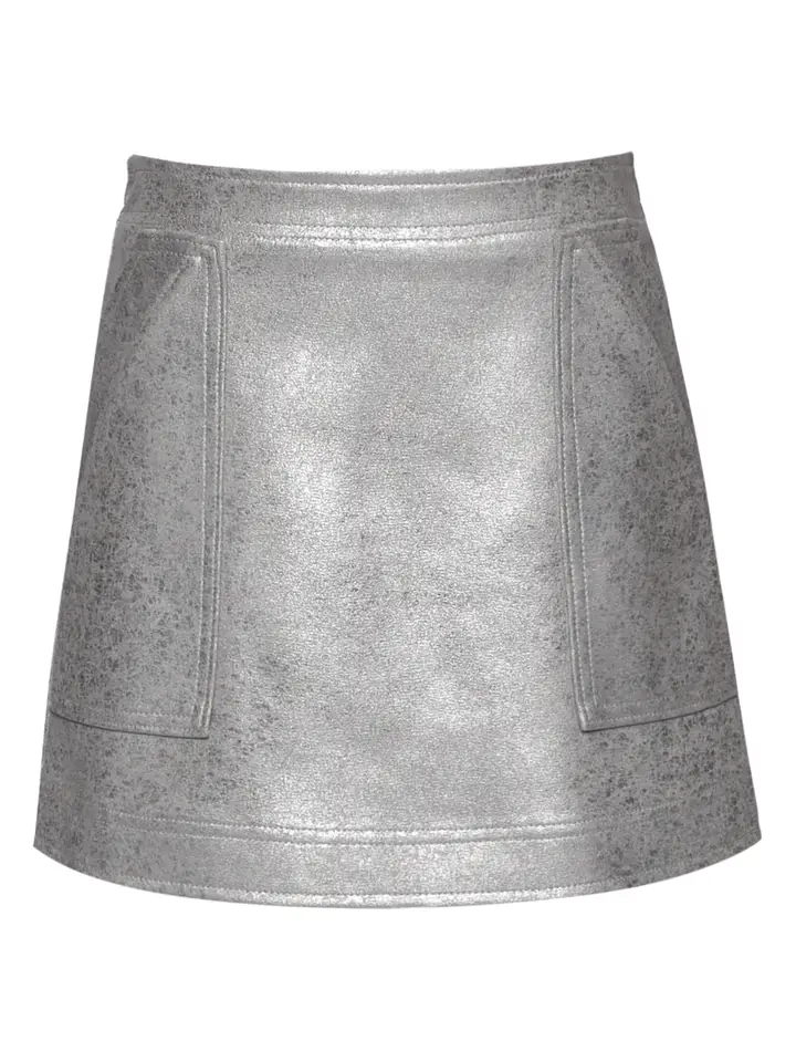 Shimmer Foiled Faux Leather Aline Skirt - Tween