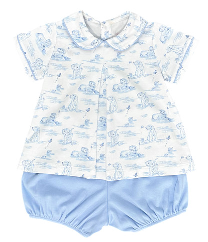 Rory Diaper Set Blue Puppy Knit