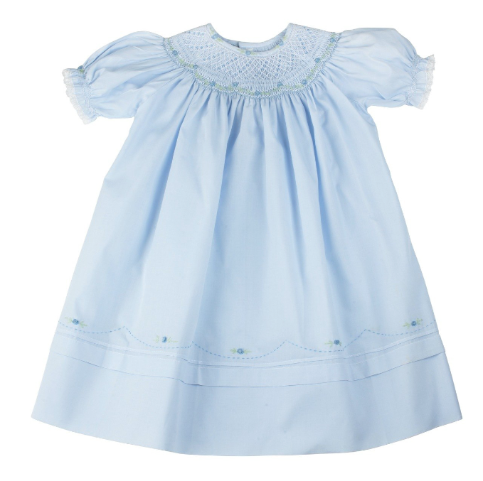 27212F Rosette Bishop Dress - Blue