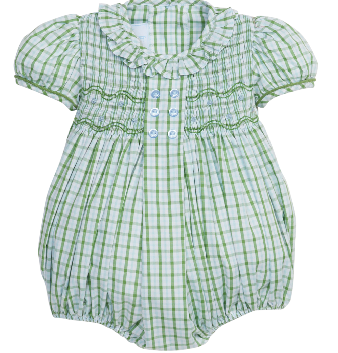Smocked Bridget Bubble - Leland Plaid