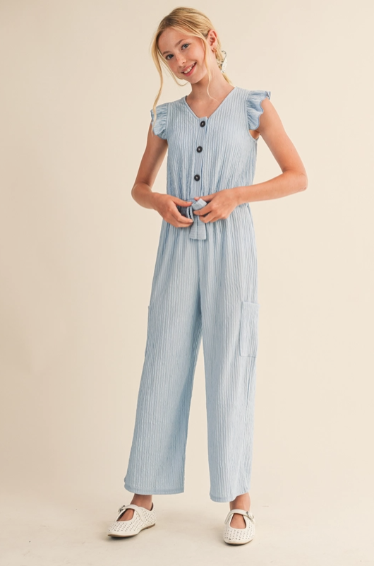 Flutter Sleeve Knit Jumpsuit - Tween