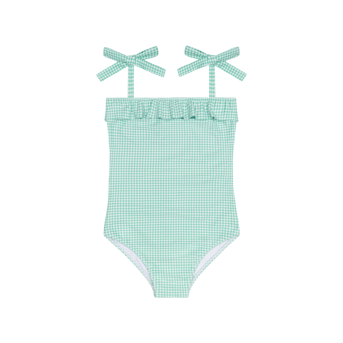 Gustavia Gingham Ruffle Front Tie Strap One Piece