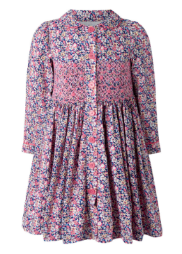 Floral Smocked Button-Front Dress