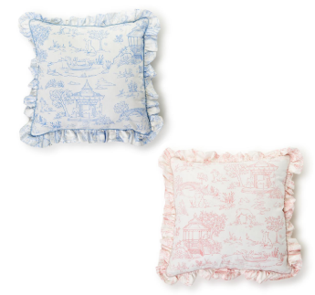 Baby Animal Toile Decorative Pillow With Ruffle Detail
