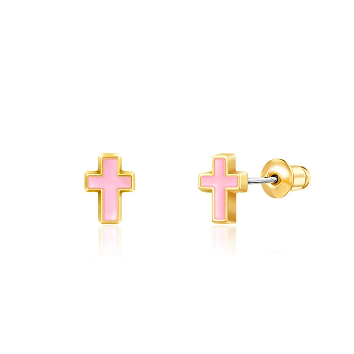 Pink Cross Cutie Stud Earrings - Tween