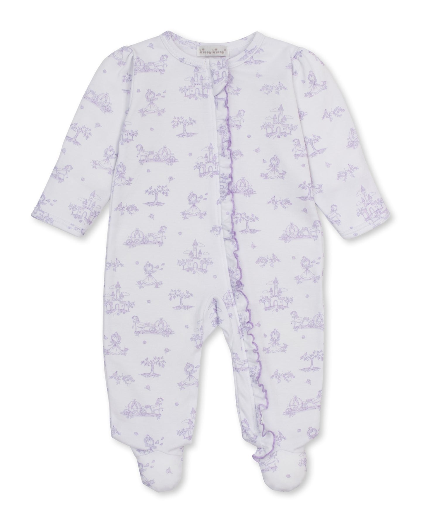 Footie w/Zipper Print - Lilac Princess Adventures