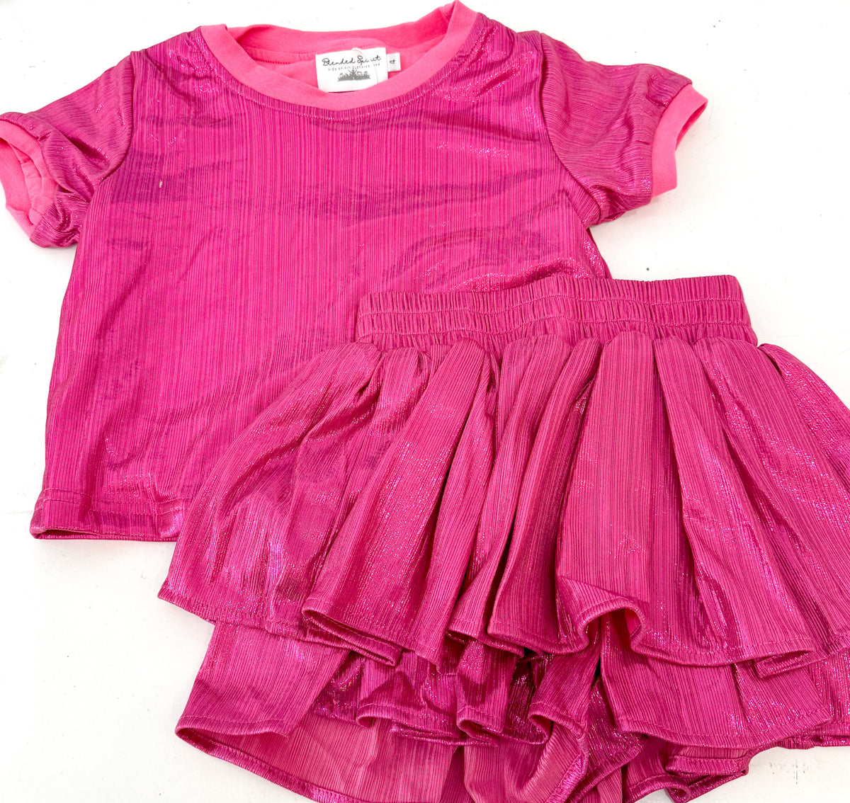 Hot Pink Shimmery Skort Set