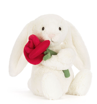 Cream Bunny with Rose