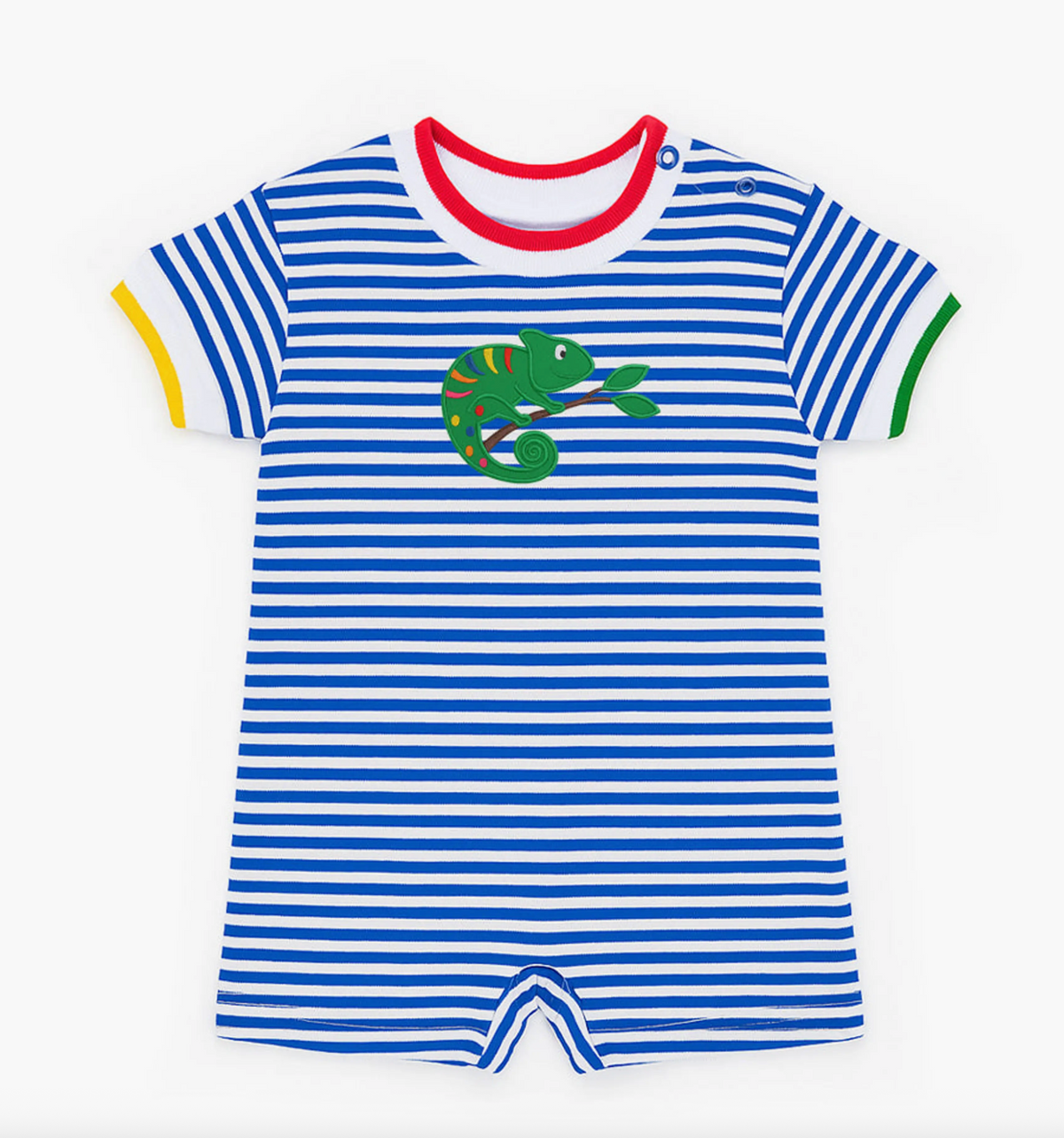 Stripe Knit Shortall With Lizard