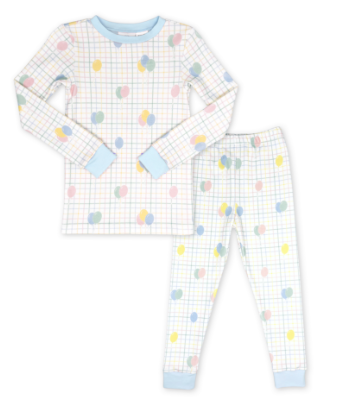 Party Time Ballon Plaid PJs - Blue