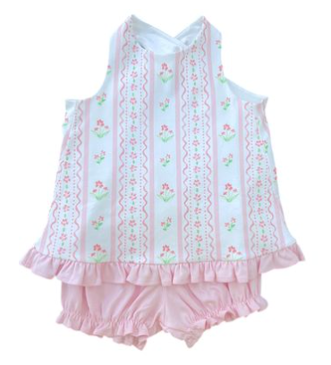 Pink Floral Scallop Poppy Bloomer Set