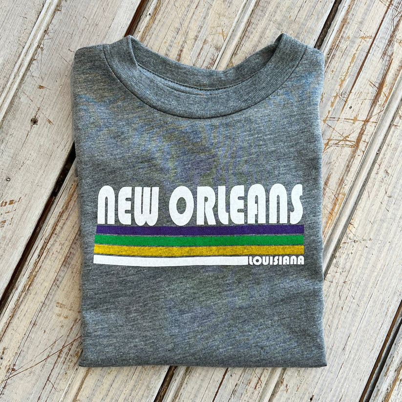 Mardi Gras New Orleans Stripes Tee - Grey
