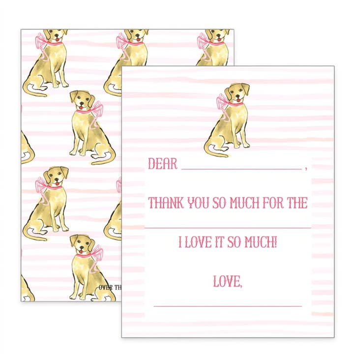 Children's Dog with Pink Bow Thank You Notecards