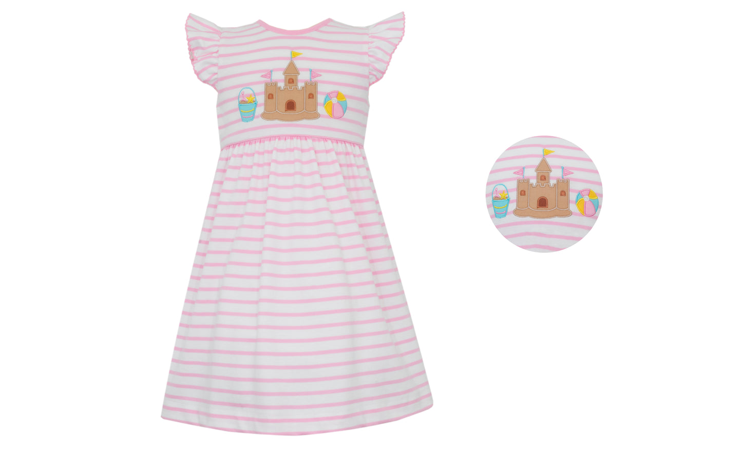 Sand Castle Girl's Pink Knit Stripe Sundress 5017D