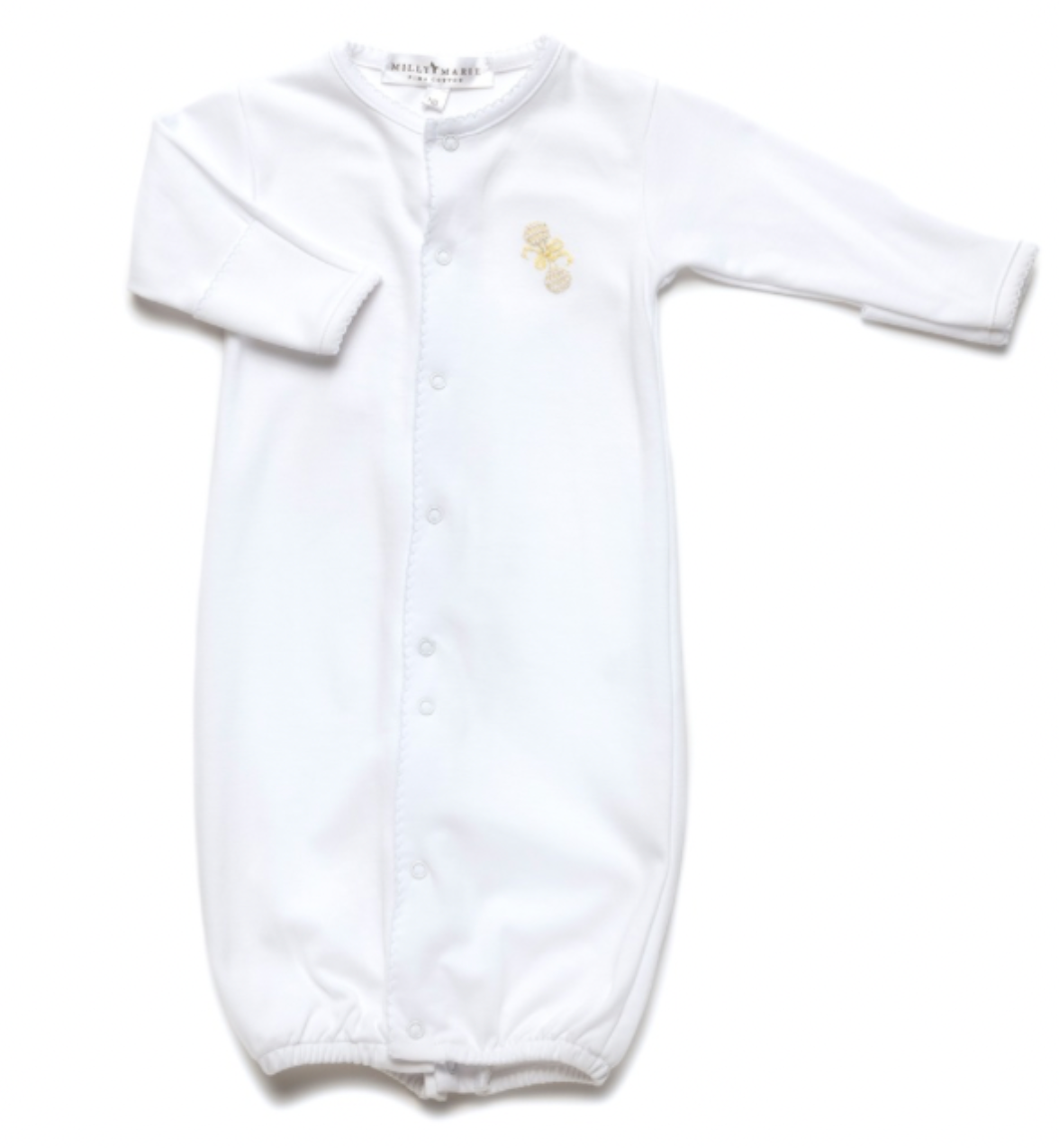 Ivory Heirloom Rattle Pima Conv Gown - Yellow