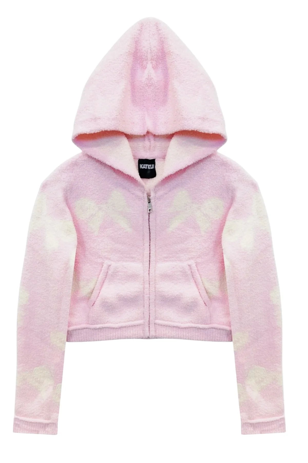 Parker Zip Hoodie tween - baby pink w bow