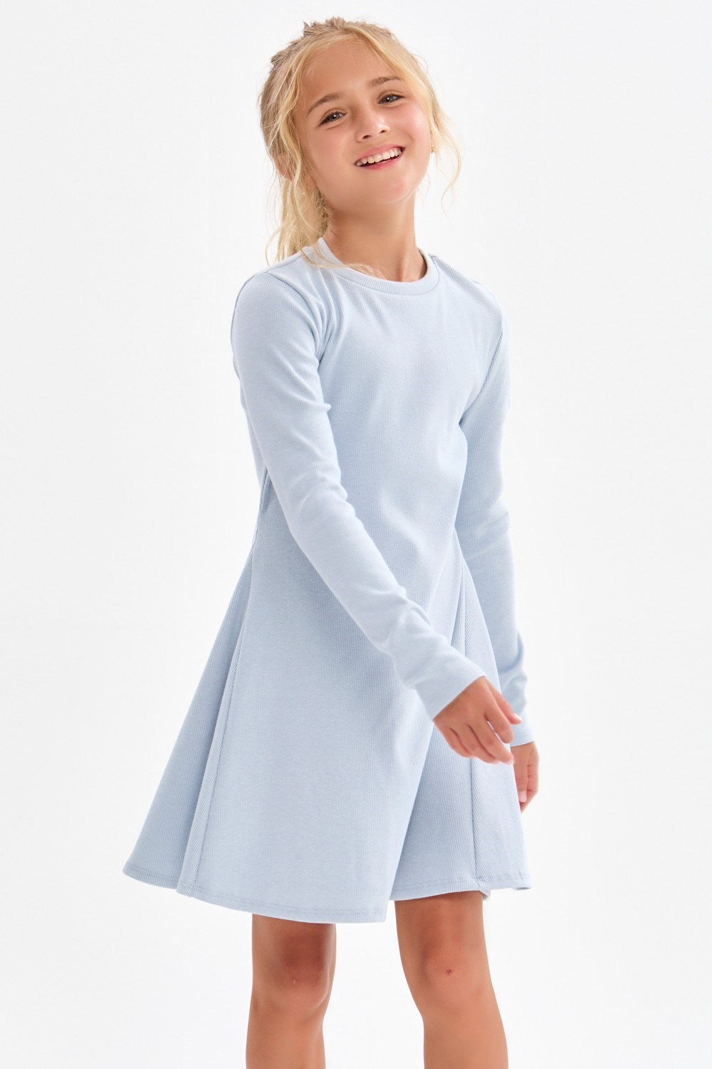 Sky Blue Knit Flare Dress