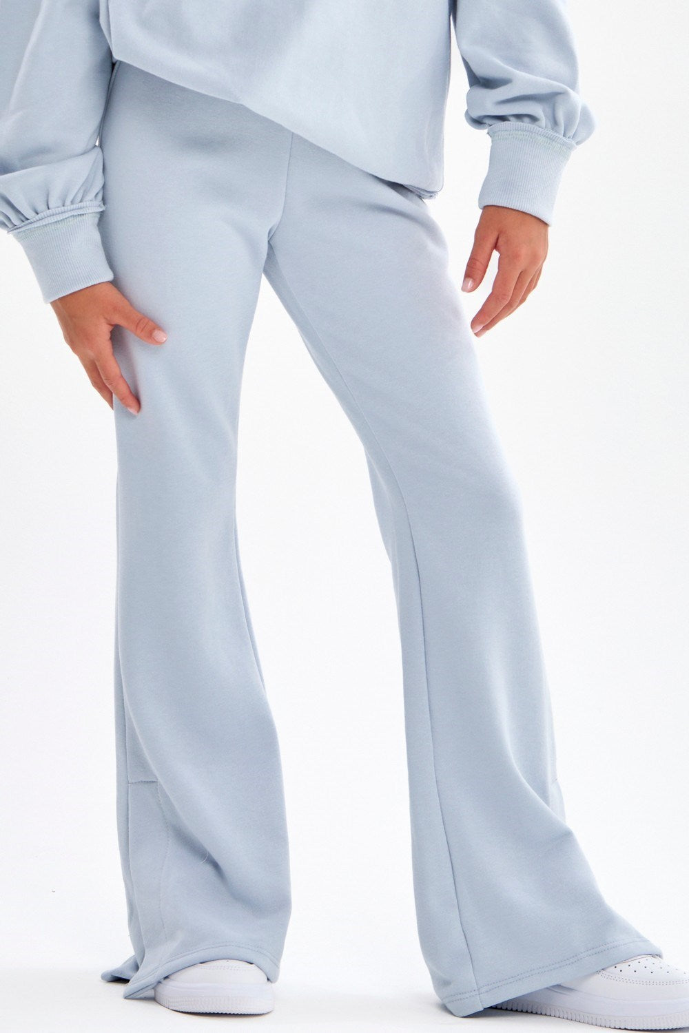 Sky Blue Terry Slit Hem Pants