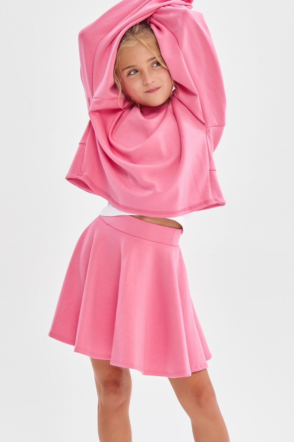 Pink Knit Skirt with Shorts