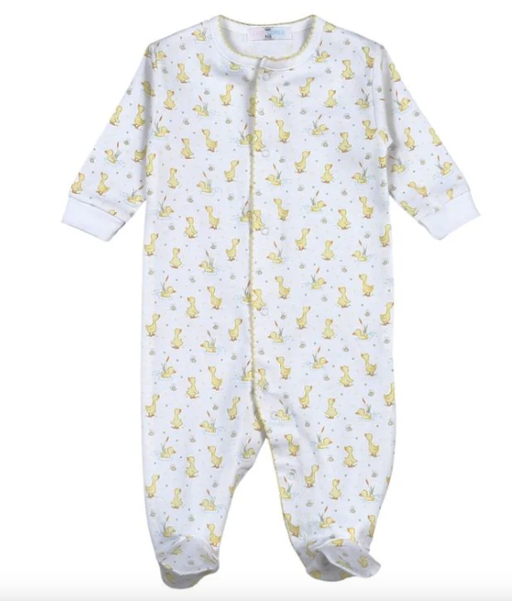 Baby Ducks In The Pond Pima Zipper Footie