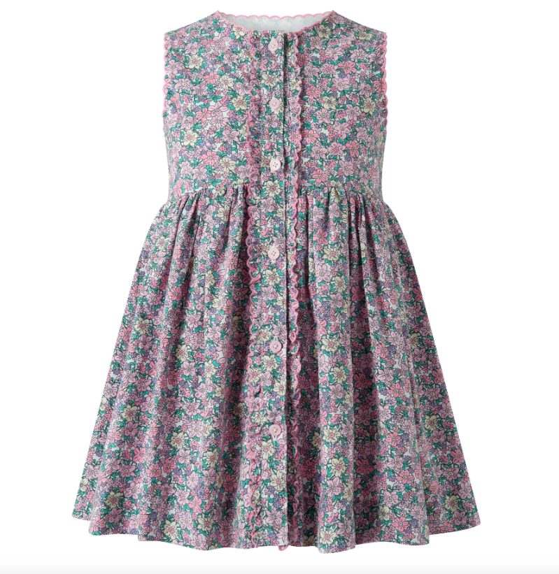 Scalloped Floral Button-Front Dress