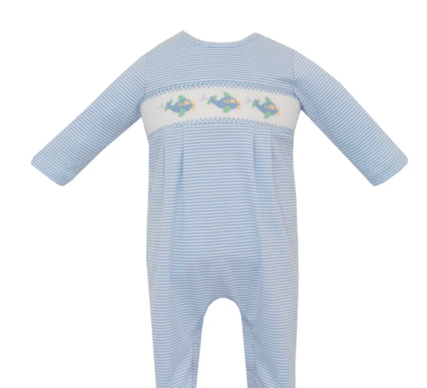 Airplane - Blue Knit Stripe Boy's Long Footie w/no Feet L/S 43I2